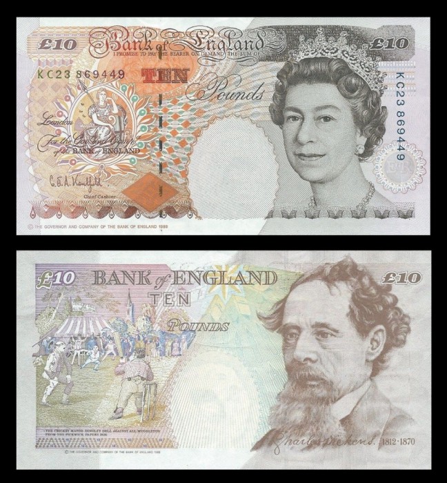 MAREA BRITANIE █ bancnota █ 10 Pounds █ 1993 █ P-386a █ Kentfield █ UNC