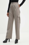 Marella pantaloni femei, culoarea bej, drept, high waist, 2423136024200