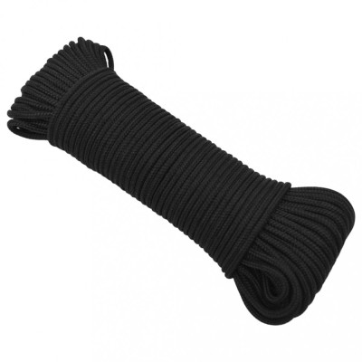 Gossi franghie de barca, negru complet, 4 mm, 50 m, polipropilena foto