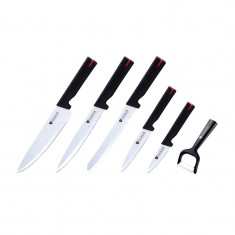 Set cutite Zillinger, 6 piese, 19.5 cm, invelis ceramic, Negru/Alb