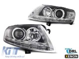 Set de faruri tuning cu lumini DRL reale potrivite pentru Audi A6 C6 04.2004-2008 sedan/combinate, stanga si dreapta Performance AutoTuning