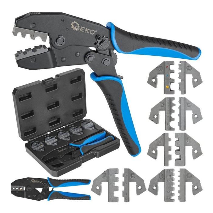 Cleste pentru sertizare mufe si conectori, set 5 matrite, Geko G01769