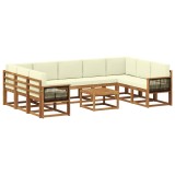 vidaXL Set de canapele de exterior cu pernă 10 pcs Natural și Crem 3385551