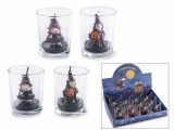 Cumpara ieftin Set 4 lumanari Halloween Vrajitoare ceara in pahar sticla &Oslash; 5,5 x 6,5 H