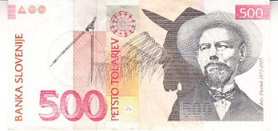 M1 - Bancnota foarte veche - Slovenia - 500 Tolari - 2001 foto
