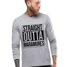 Bluza barbati gri cu text negru - Straight Outta Maramures - L