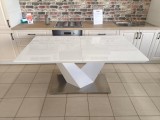MASA LIDER 18 EXTENSIBILA BUCATARIE SAU LIVING, DESIGN ULTRA-MODERN, METAL, LEMN SI STICLA, ALB, 75 X 220 X 160 CM