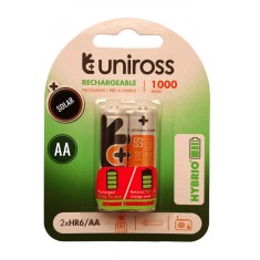 Set 2 acumulatori Lampi Solare AA, HR6, 1000 mAh, Ni-Mh, Uniross