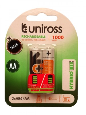 Set 2 acumulatori Lampi Solare AA, HR6, 1000 mAh, Ni-Mh, Uniross foto