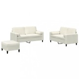 Cumpara ieftin Set de canapele cu perne, 3 piese, crem, catifea