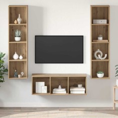 vidaXL Set dulap TV 3 pcs stejar artizanal 37 x 37 x 142.5 cm