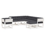 Set mobilier gradina cu perne, 8 piese, alb, lemn masiv de pin
