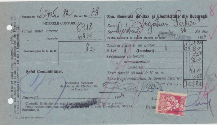 Societatea Generala de gaz si electricitate Bucuresti ND(1924)