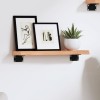 Polita perete vidaXL, maro deschis, 40x10x2 cm, lemn masiv stejar tratat, raft rustic, blat baie/birou, margini naturale, suport 20kg