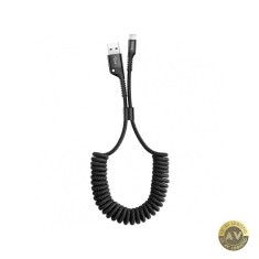 Cablu Date si Incarcare USB-A - Lightning Baseus Fish Eye Spring 18W 1m Negru CALSR-01