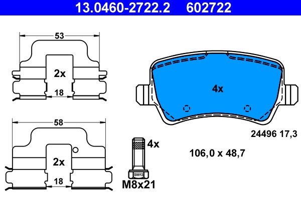 ATE 13.0460-2722.2 set placute frana,frana disc