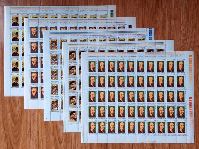 ✅ RO 1980 LP 1008 &quot; Aniversari - Comemorari &quot;, serie in coli de 50 ,MNH - posibile defecte marunte pe marginile mari , in afara marcilor