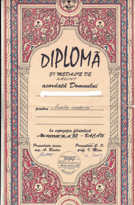 bnk div Diploma Expofil Aeromfila `93 Bacau foto
