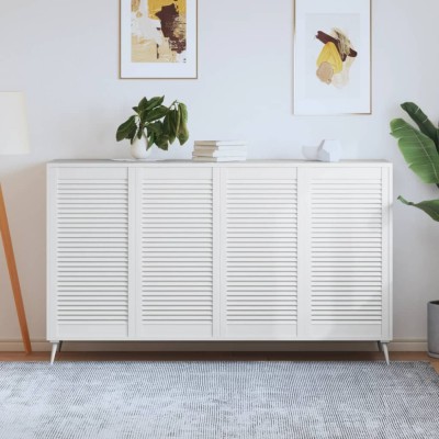 vidaXL Uși dulap design lambriu 4 buc. alb 99,3x49,4 cm lemn masiv pin foto
