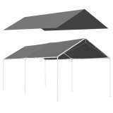Outsunny Acoperiș Carport 10 x 20 ft, Husă de Schimb Rezistentă la UV cu Corzi Elastice, Gri &Icirc;nchis | Aosom Romania