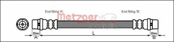 Conducta / cablu frana VW TRANSPORTER IV bus (70XB, 70XC, 7DB, 7DW, 7DK) (1990 - 2003) METZGER 4110343