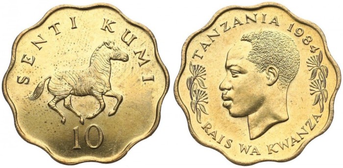 Tanzania 1984 - 10 senti, zebra, UNC