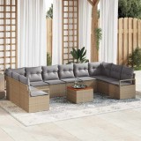Cumpara ieftin Set de canapele pentru grădină cu pernă 11 pcs Bej Rattan poli
