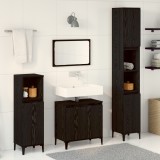 vidaXL Set Mobilier Baie 3 Piese Stejar Negru Lemn Prelucrat