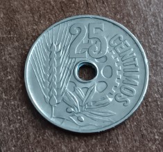 C50 - Moneda foarte veche - 25 centimos ante euro - Spania - 1934