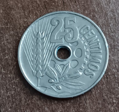 C50 - Moneda foarte veche - 25 centimos ante euro - Spania - 1934 foto