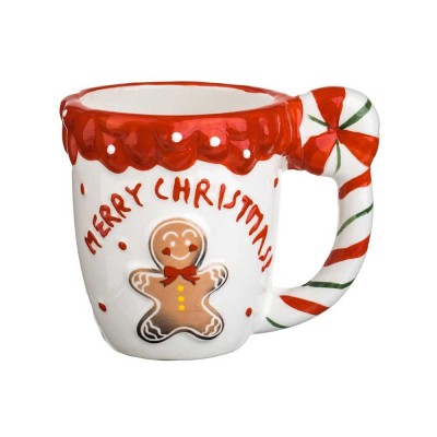 Cana Craciun, Om de turta dulce, 3D, maner in forma de acadea, ceramica, 360 ml foto