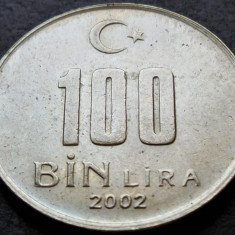 Moneda 100 BIN LIRA - TURCIA, anul 2002 * cod 2671 A