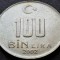 Moneda 100 BIN LIRA - TURCIA, anul 2002 * cod 2671 A