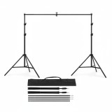 Cumpara ieftin Suport Fundal Foto Portabil, Reglabil 85-200 cm, Pliabil, Montare Usoara, pentru Studio Foto Video, Metal, Geanta Transport, Negru