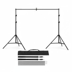 Suport Fundal Foto Portabil, Reglabil 85-200 cm, Pliabil, Montare Usoara, pentru Studio Foto Video, Metal, Geanta Transport, Negru