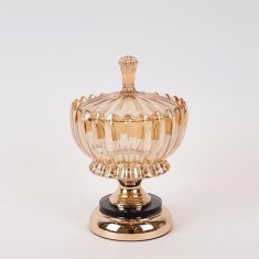Bomboniera din sticla si metal Golden Touch 15 cm x 27 cm