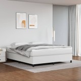 VidaXL Cadru de pat box spring, alb, 160x200 cm, piele ecologică