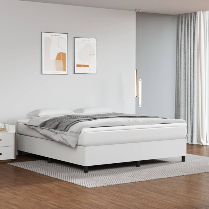 vidaXL Cadru de pat, alb, 180x200 cm, piele ecologică 3121060