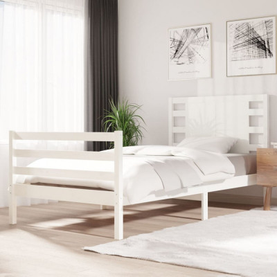 vidaXL Cadru de pat, alb, 100x200 cm, lemn masiv de pin foto