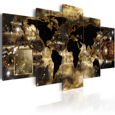 Tablou canvas 5 piese - Continente de bronz - 200x100 cm foto