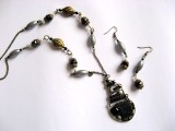 Set colier si cercei cu margele sticla 17571