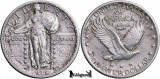 1918 S, &frac14; Dollar - Standing Liberty Quarter - Statele Unite ale Americii, America de Nord, Argint