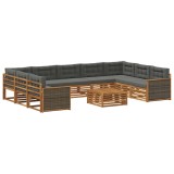 vidaXL Set de canapele de exterior cu pernă 10 pcs Natural și Antracit 3383860
