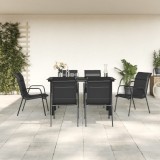 Gossi set mobilier de gradina, 7 piese, negru, otel si textilena