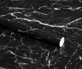 Set 3x Folie autocolanta BZRSH, tip marmura, neagra, 60x 200 cm, rezistenta la apa, usor de curatat
