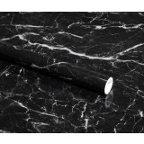 Set 3x Folie Autocolanta Marmura Neagra PVC 60x200 cm Rezistenta la Apa
