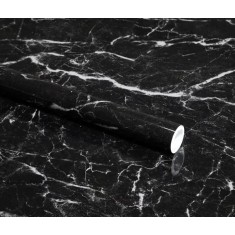 Set 3x Folie autocolanta BZRSH, tip marmura, neagra, 60x 200 cm, rezistenta la apa, usor de curatat