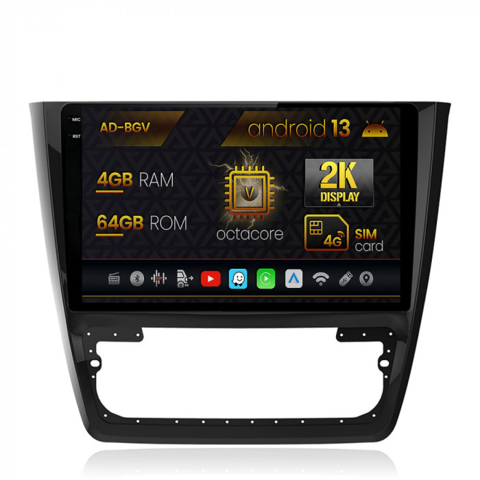 Navigatie Skoda Yeti, Android 13, V-Octacore 4GB RAM + 64GB ROM, 10.36 Inch - AD-BGV10004+AD-BGRKIT040