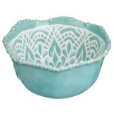 Bol decorativ din portelan, verde menta, cu model floral reliefat, CMCLASS