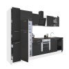 Mobilă de bucătărie Yorki 300, corp alb, față antracit satinat, element cuptor inferior, frigider congelator superior